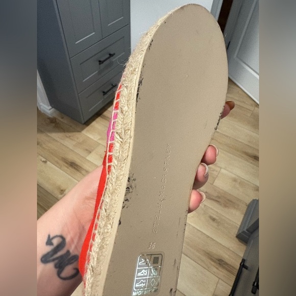 EUC-$500 STELLA MCCARTNEY Logo Bicolor Striped Espadrilles Cap Toe Flats - Picture 13 of 14